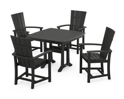 POLYWOOD® Quattro 5-Piece Dining Set with Trestle Legs in Black
