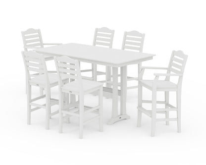 Draper James™ by  POLYWOOD® Savannah 7-Piece Farmhouse Bar Set with Trestle Legs in White