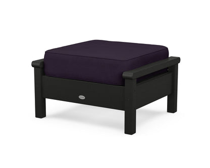 POLYWOOD® Harbour Deep Seating Ottoman in Black / Navy Linen