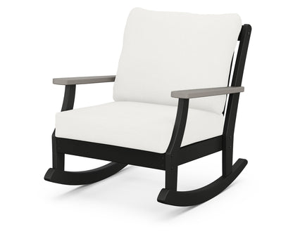 POLYWOOD® Braxton Deep Seating Rocking Chair in Black / Driftwood / Natural Linen