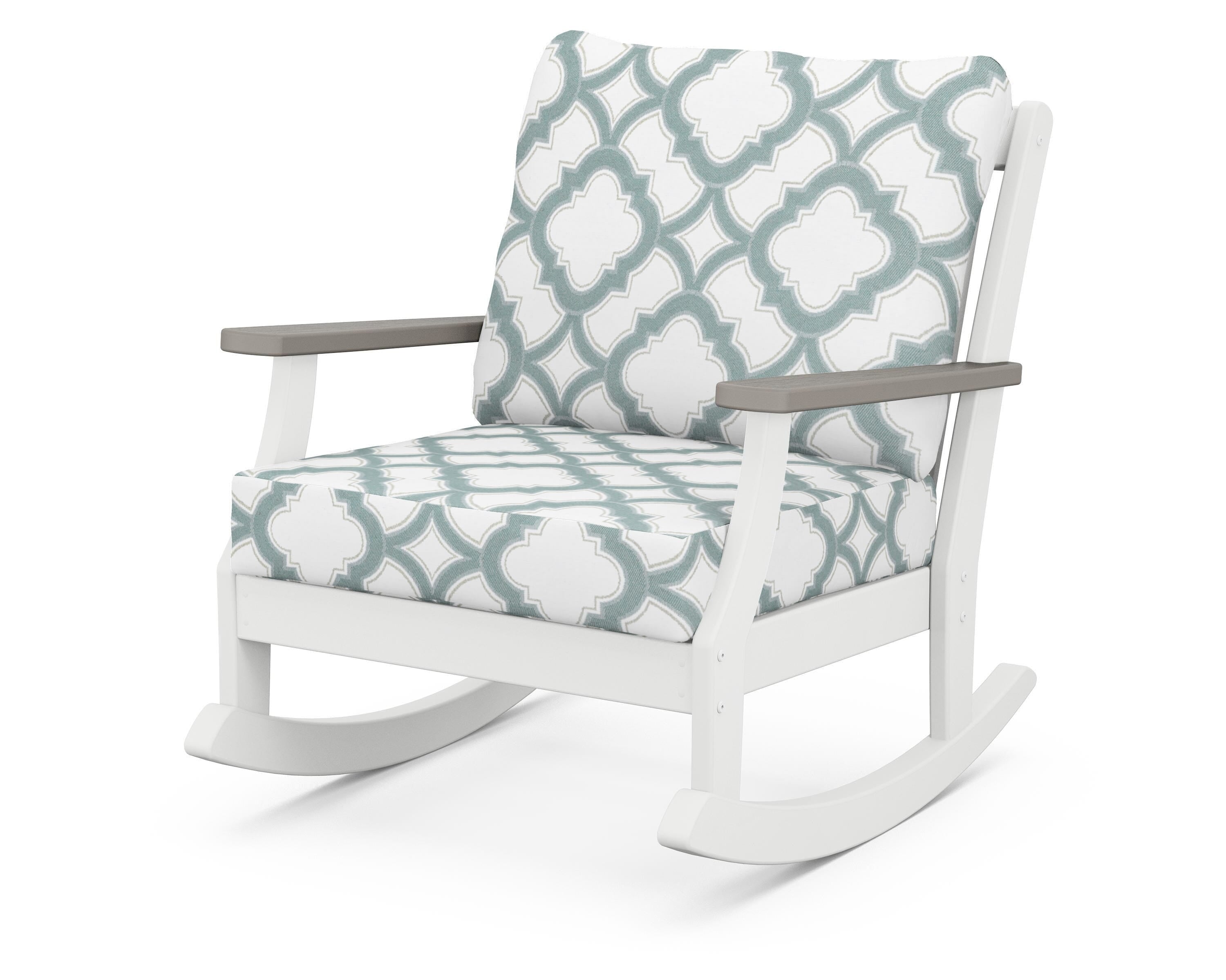 POLYWOOD® Braxton Deep Seating Rocking Chair in White / Driftwood / Trellis Glacier Spa