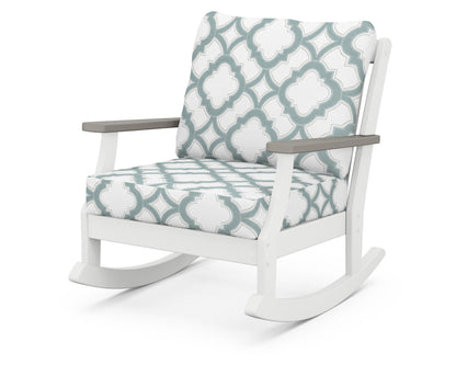 POLYWOOD® Braxton Deep Seating Rocking Chair in White / Driftwood / Trellis Glacier Spa