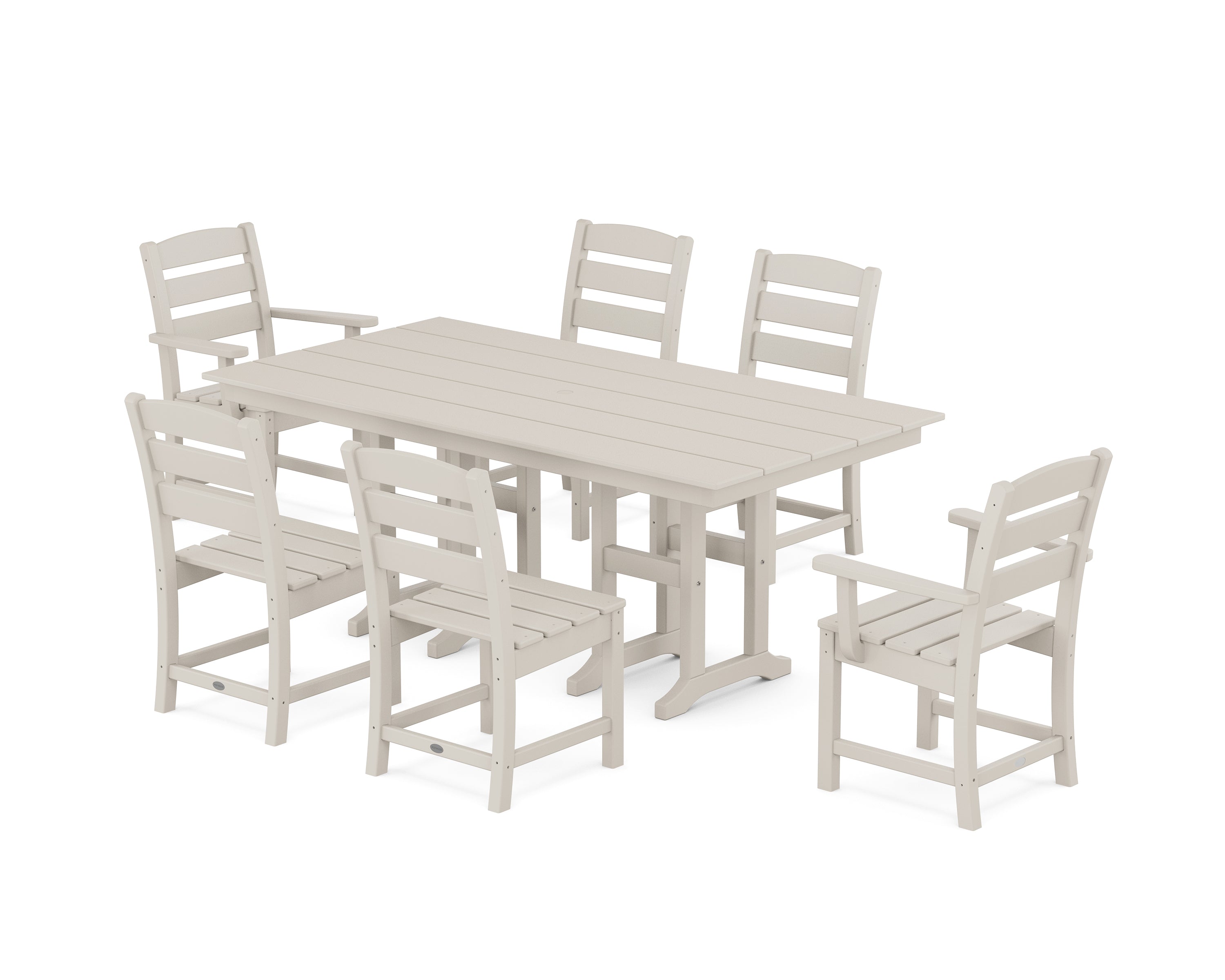POLYWOOD® Lakeside 7-Piece Farmhouse Dining Set in Sand