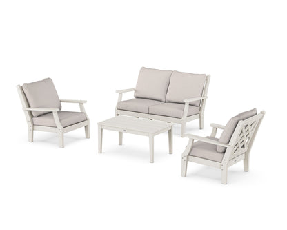 Country Living Wovendale 4-Piece Deep Seating Set with Loveseat in Sand / Dune Burlap