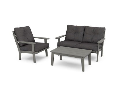 POLYWOOD® Lakeside 3-Piece Deep Seating Set in Slate Grey / Ash Charcoal