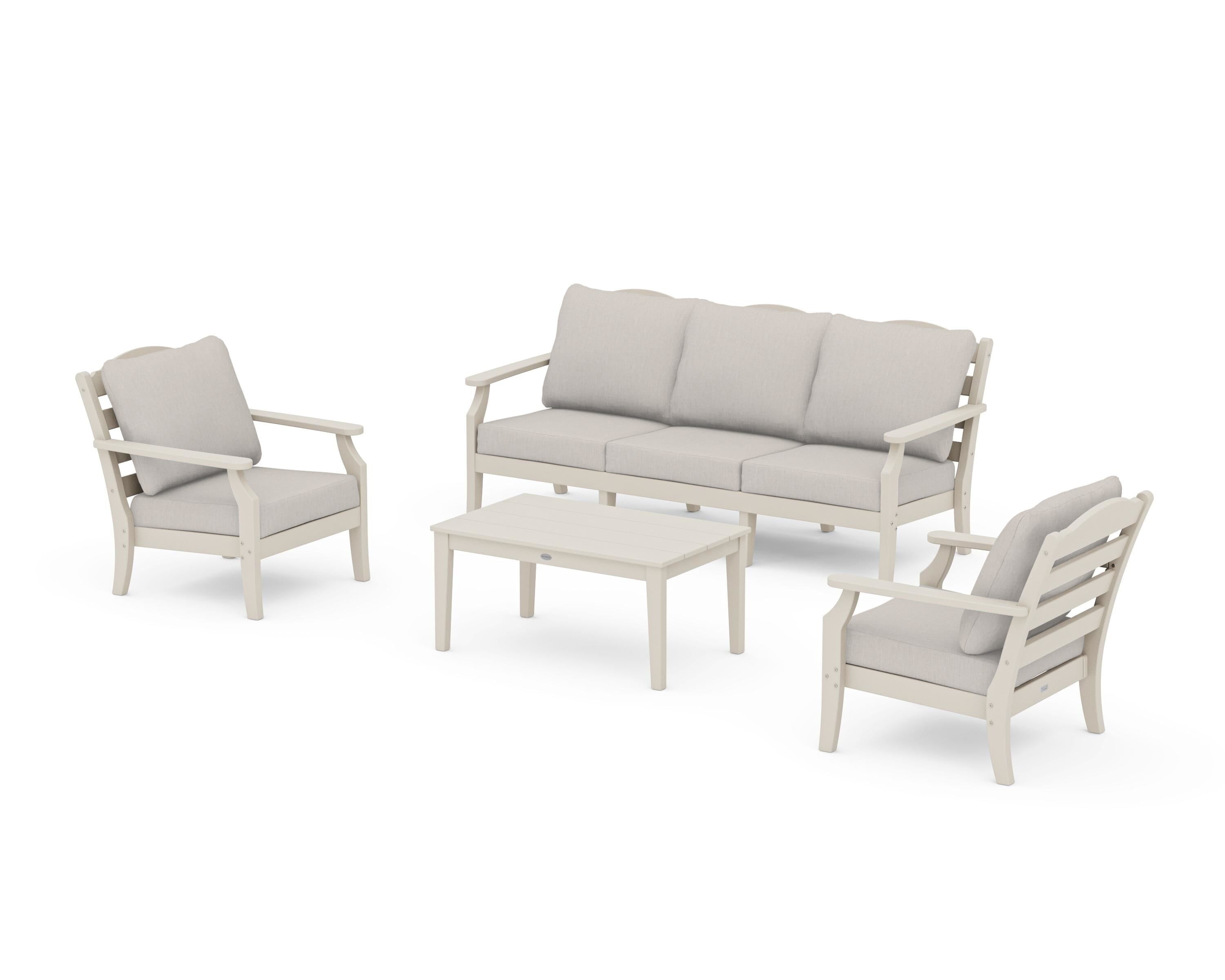 Draper James™ by  POLYWOOD® Savannah 4-Piece Deep Seating Set with Sofa in Sand / Cast Ash