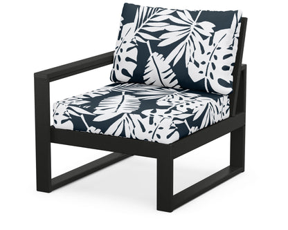 POLYWOOD® EDGE Modular Left Arm Chair in Black / Leaf Marine Indigo