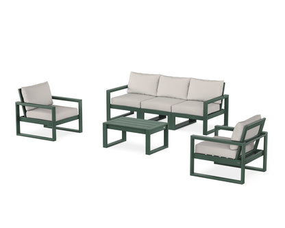 POLYWOOD® EDGE Sectional 4-Piece Deep Seating Set with Sofa in Green / Cast Ash