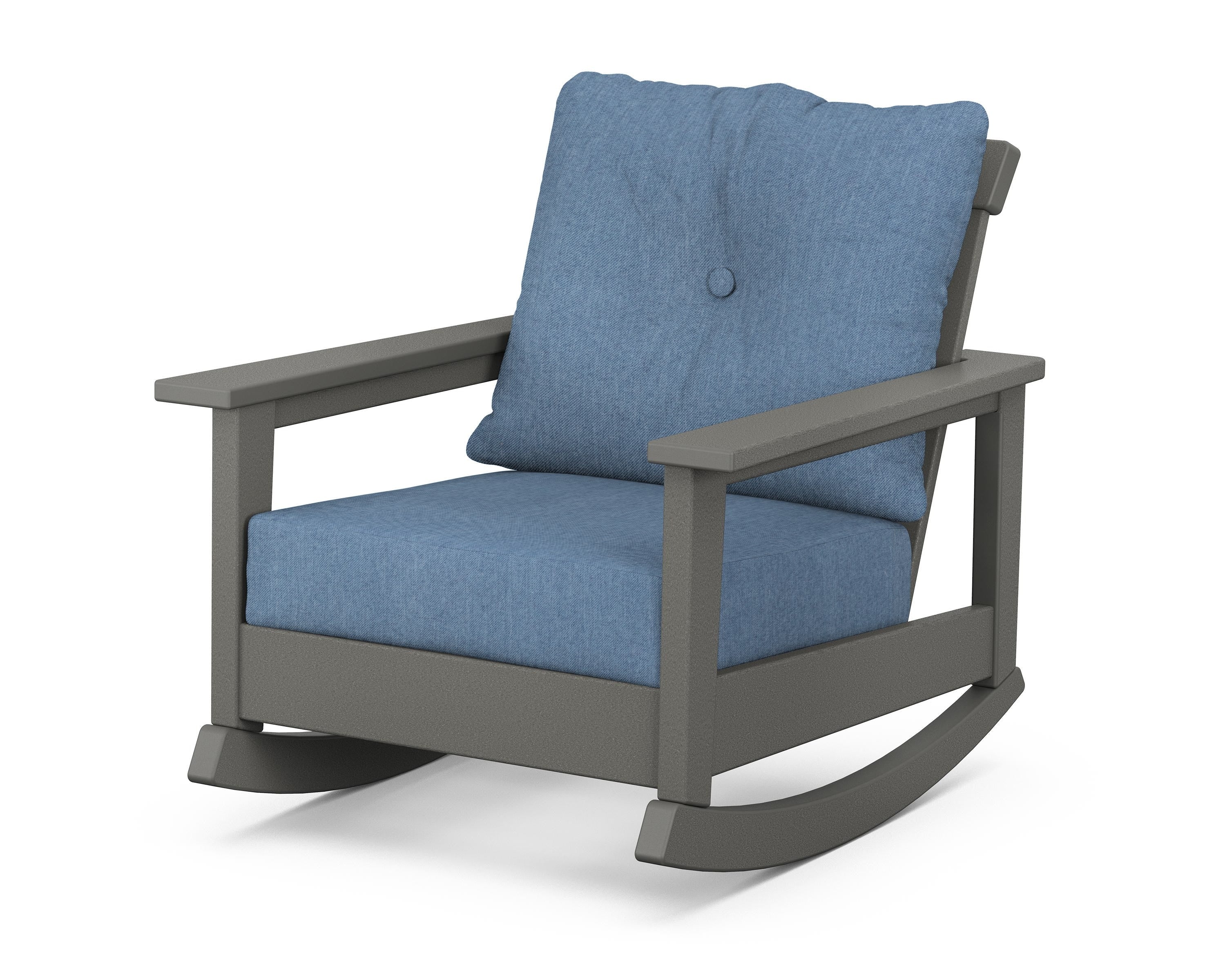 POLYWOOD® Prescott Deep Seating Rocking Chair in Slate Grey / Sky Blue