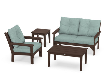 POLYWOOD® Vineyard 4-Piece Deep Seating Set in Mahogany / Glacier Spa
