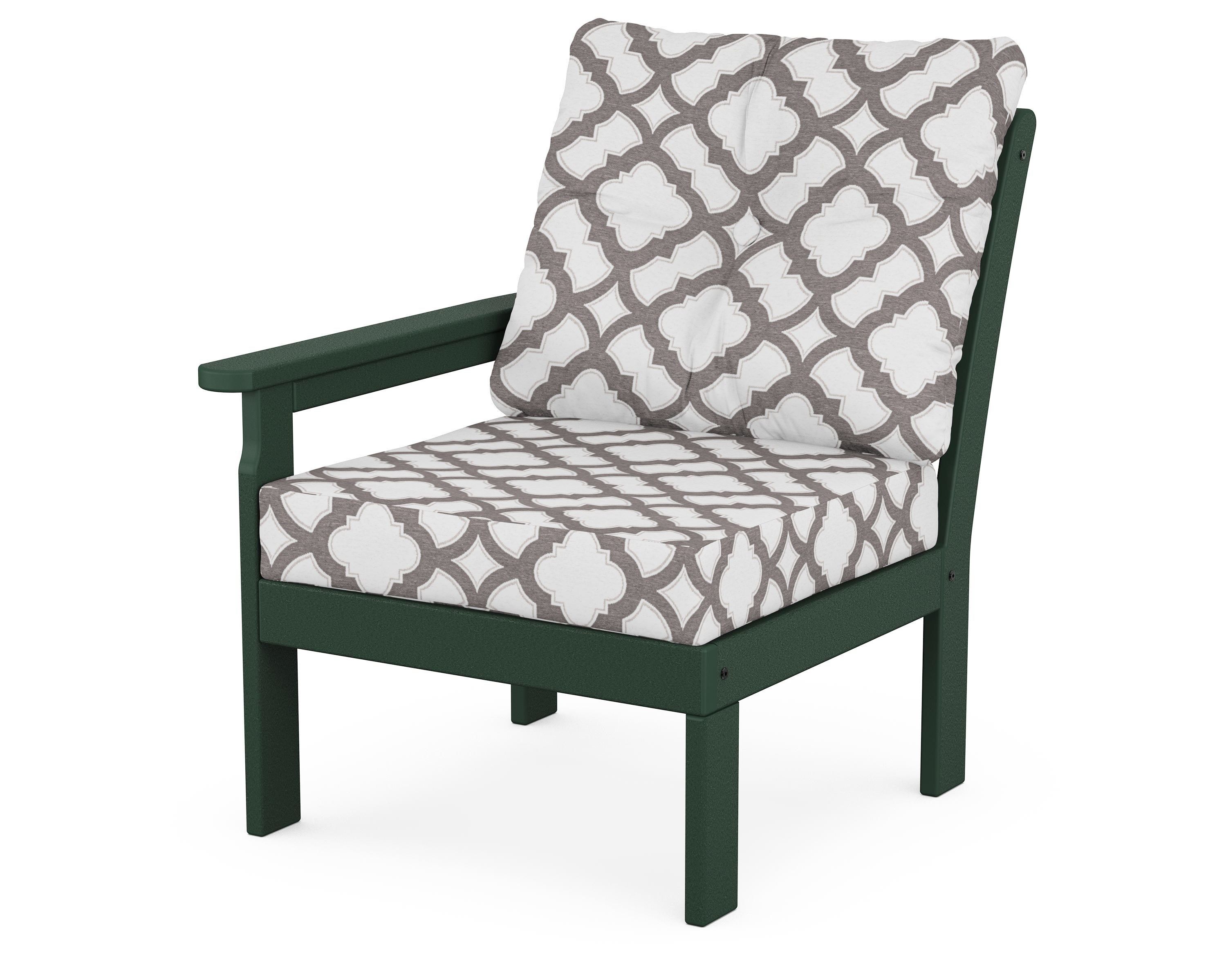 POLYWOOD® Vineyard Modular Left Arm Chair in Green / Trellis Grey Mist