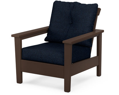 POLYWOOD® Prescott Deep Seating Chair in Mahogany / Marine Indigo