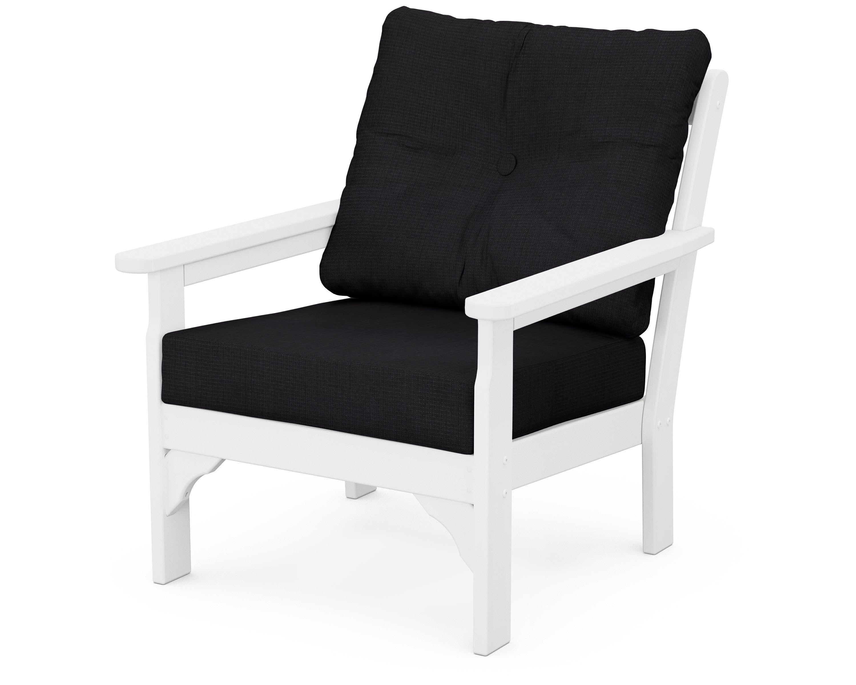 POLYWOOD® Vineyard Deep Seating Chair in White / Midnight Linen