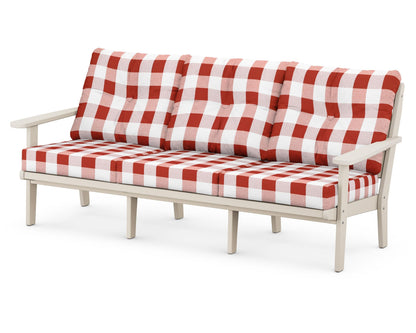 POLYWOOD® Lakeside Deep Seating Sofa in Sand / Buffalo Plaid Crimson