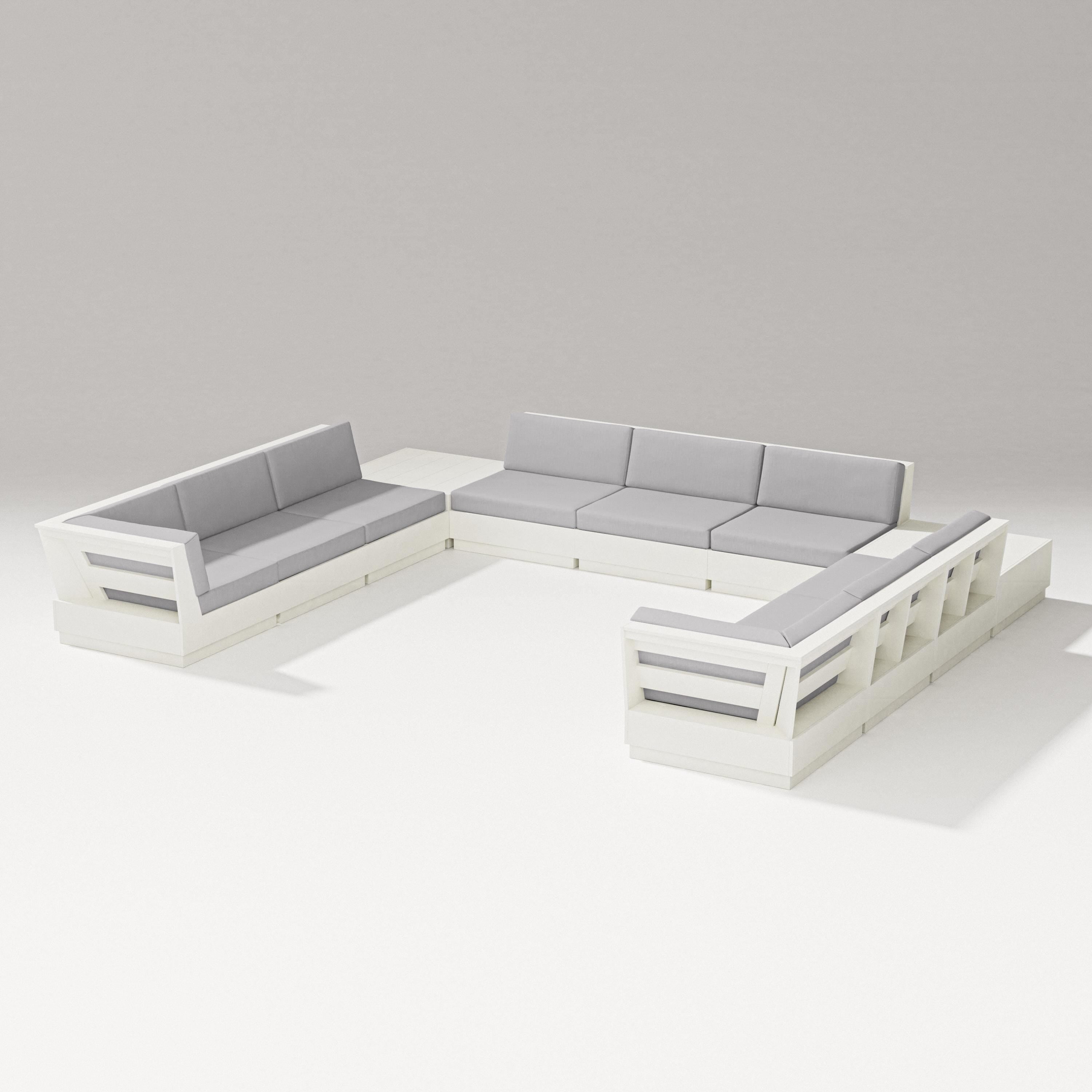 PW Designer Series Elevate 11-Piece U-Shaped Sofa Sectional in Vintage White / Granite