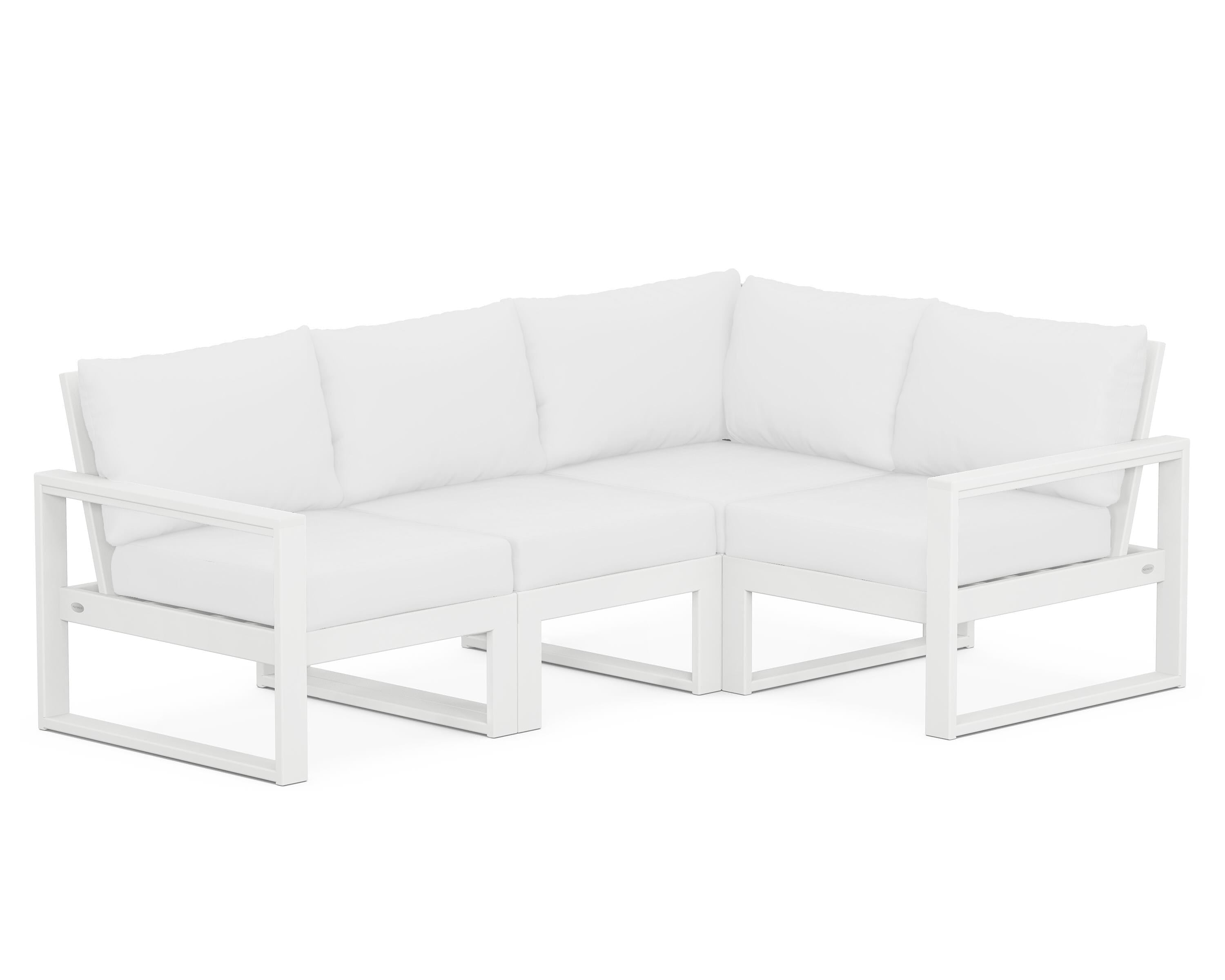 POLYWOOD® EDGE 4-Piece Modular Deep Seating Set in White / Natural