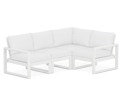 POLYWOOD® EDGE 4-Piece Modular Deep Seating Set in White / Natural