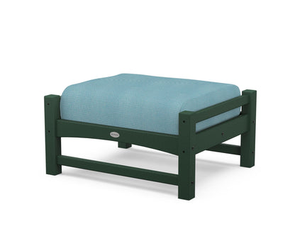 POLYWOOD® Club Ottoman in Green / Lattice Sky Blue