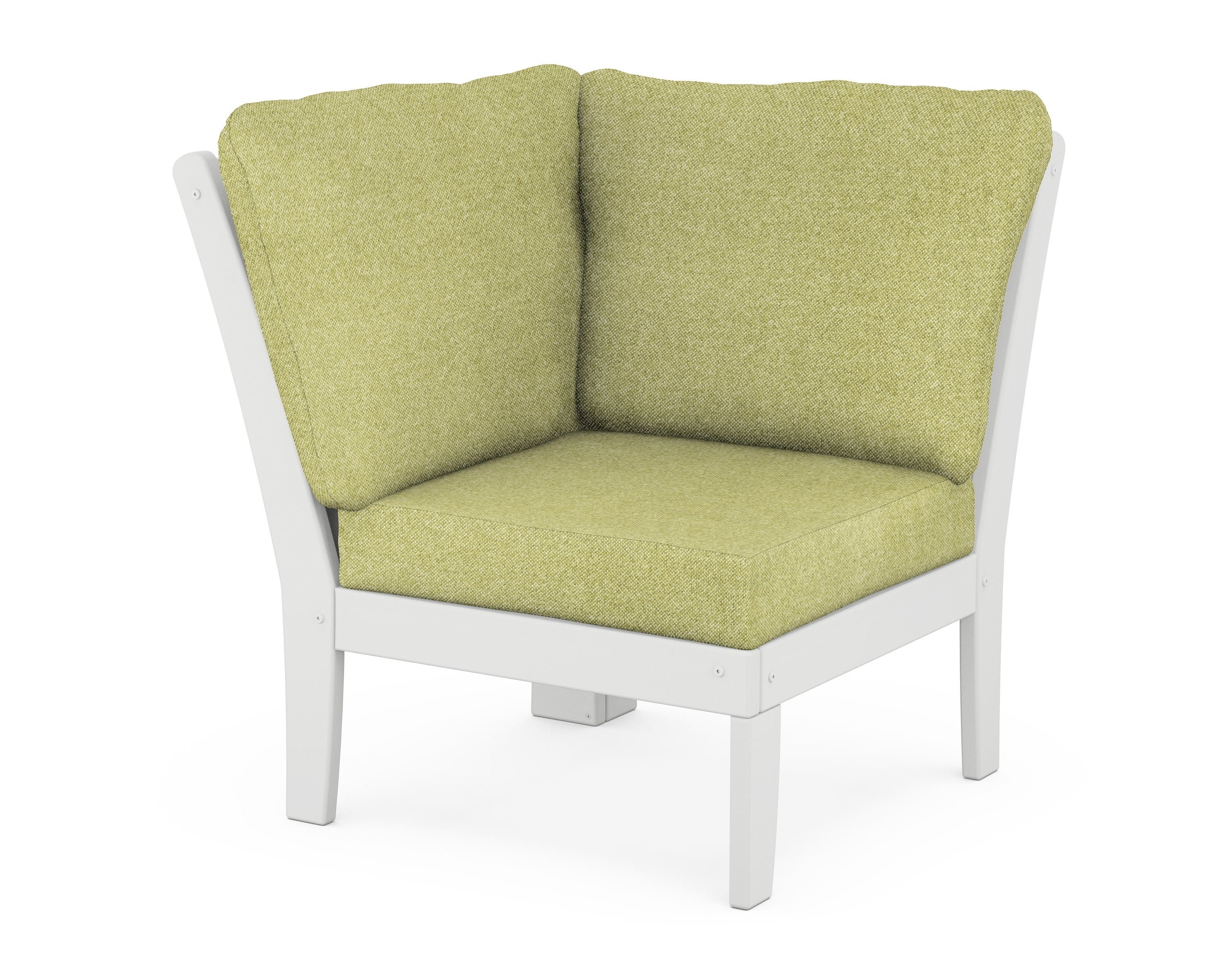 POLYWOOD® Braxton Modular Corner Chair in White / Chartreuse Boucle