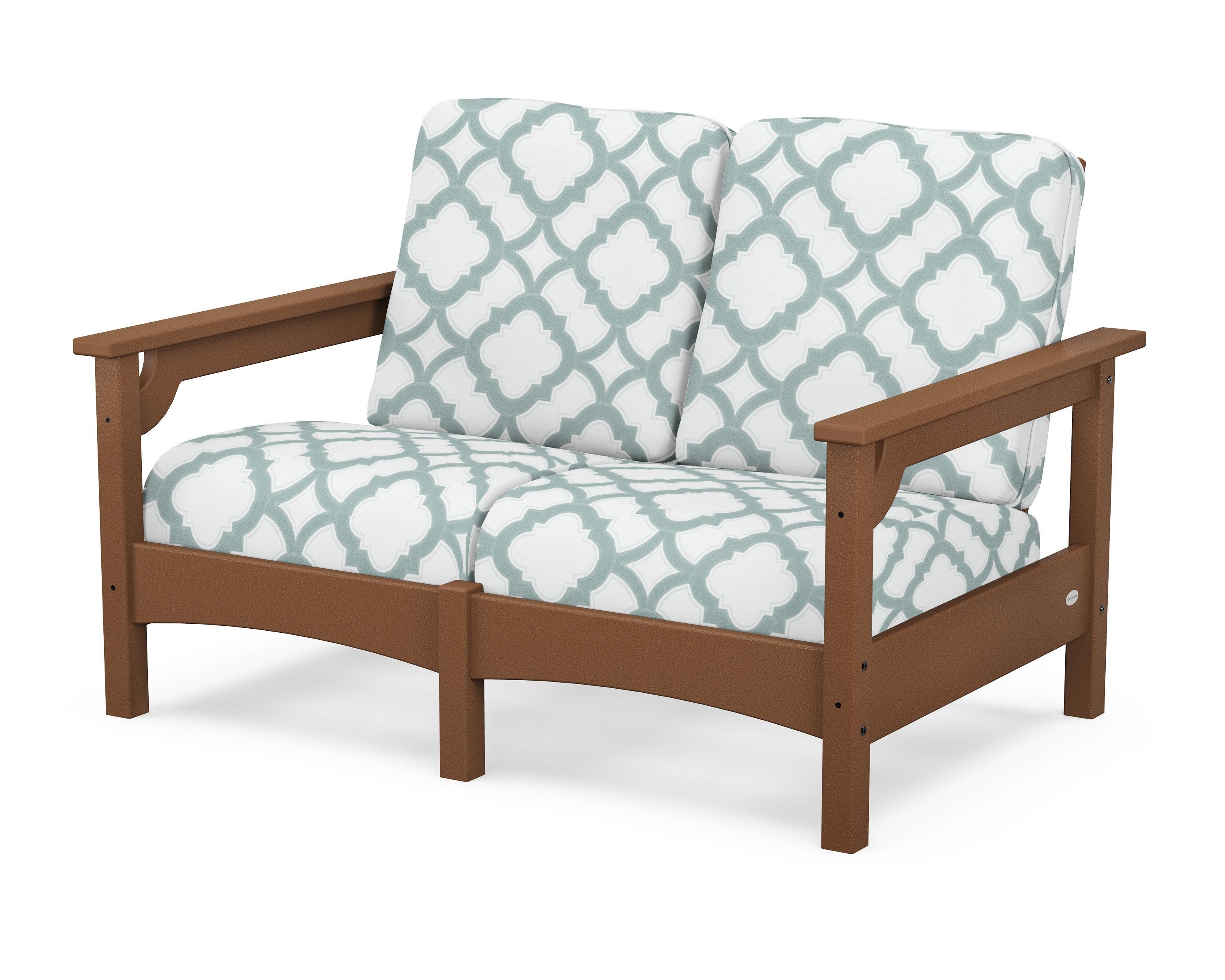 POLYWOOD® Club Loveseat in Teak / Trellis Glacier Spa
