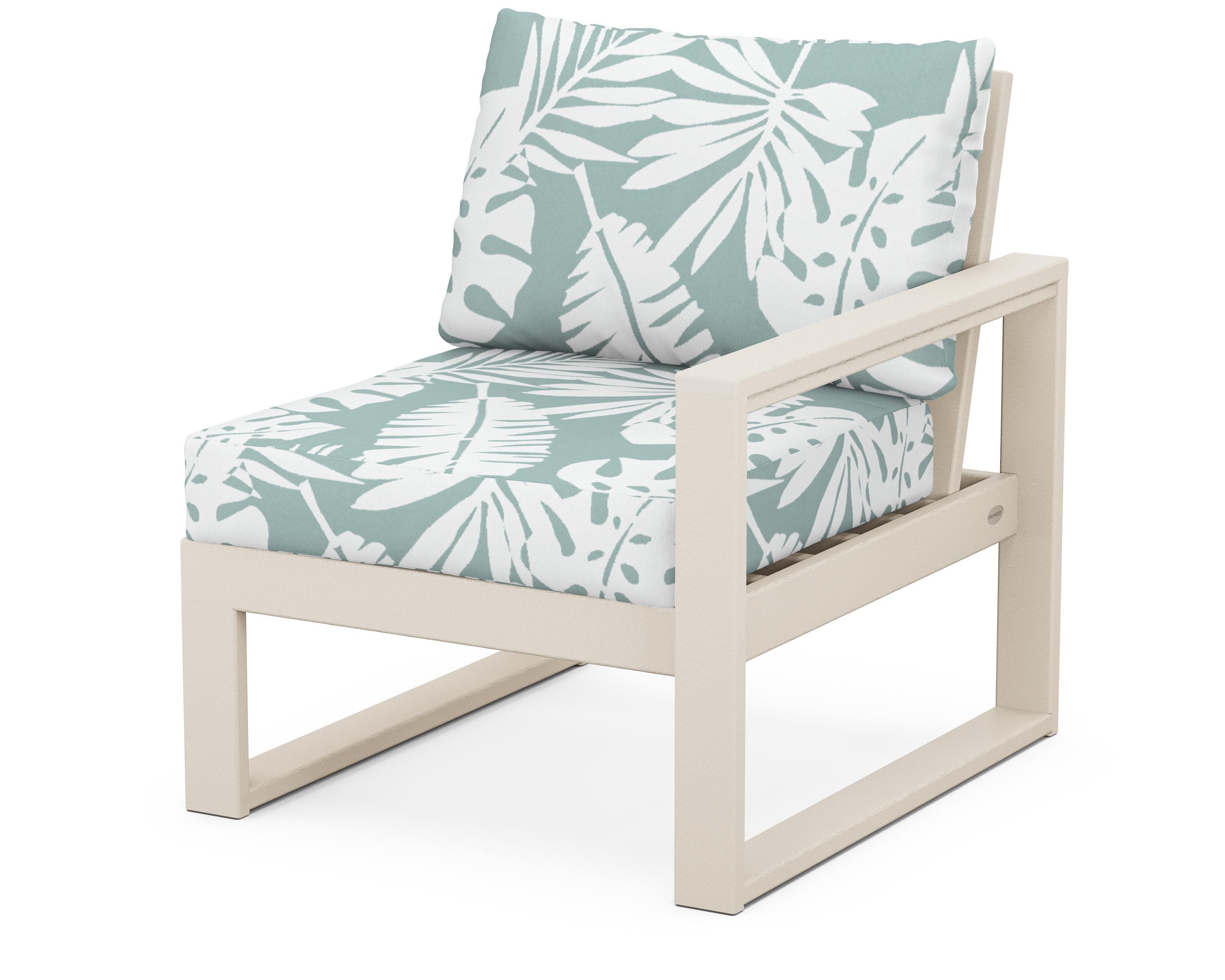 POLYWOOD® EDGE Modular Right Arm Chair in Sand / Leaf Glacier Spa