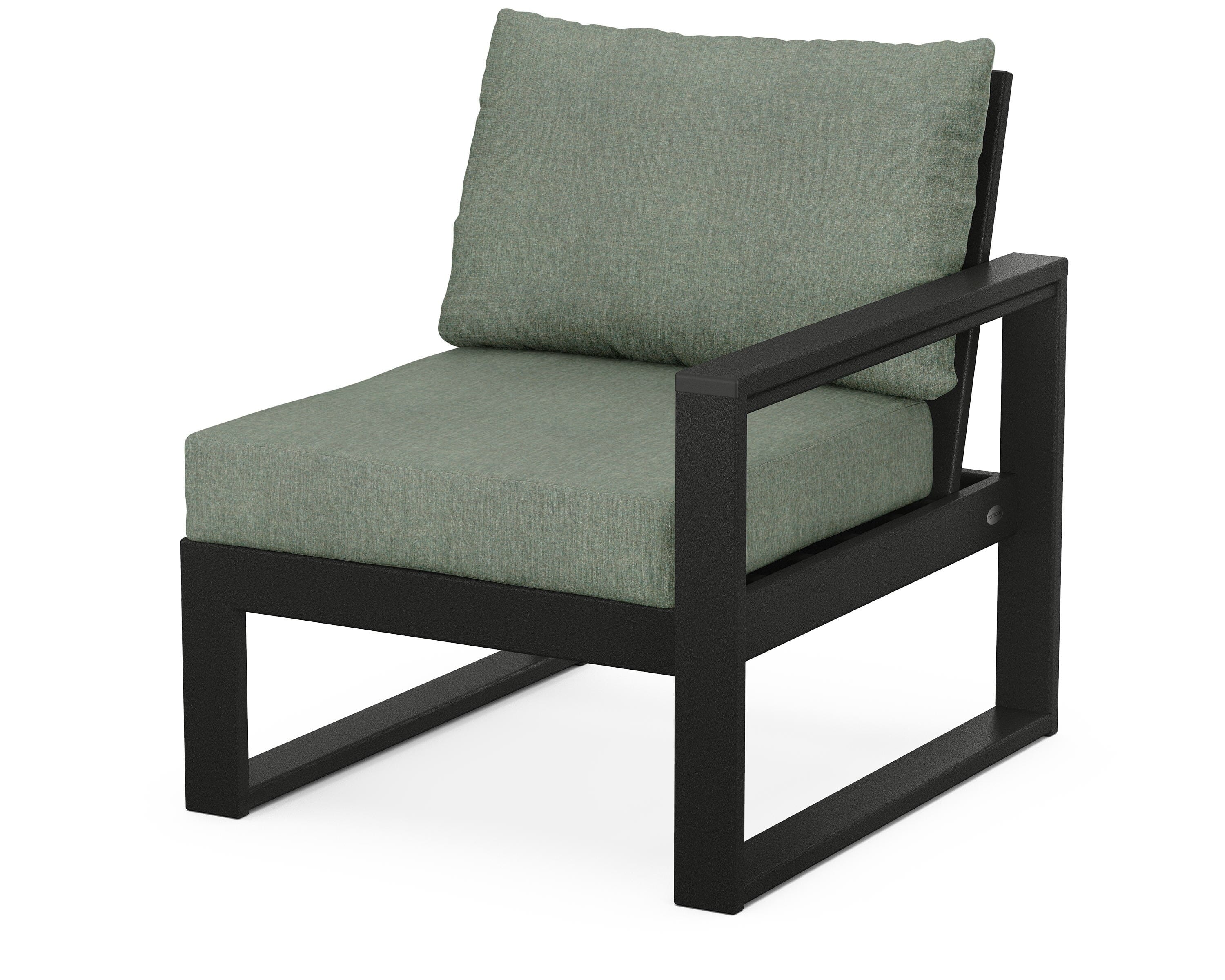 POLYWOOD® EDGE Modular Right Arm Chair in Black / Cast Sage