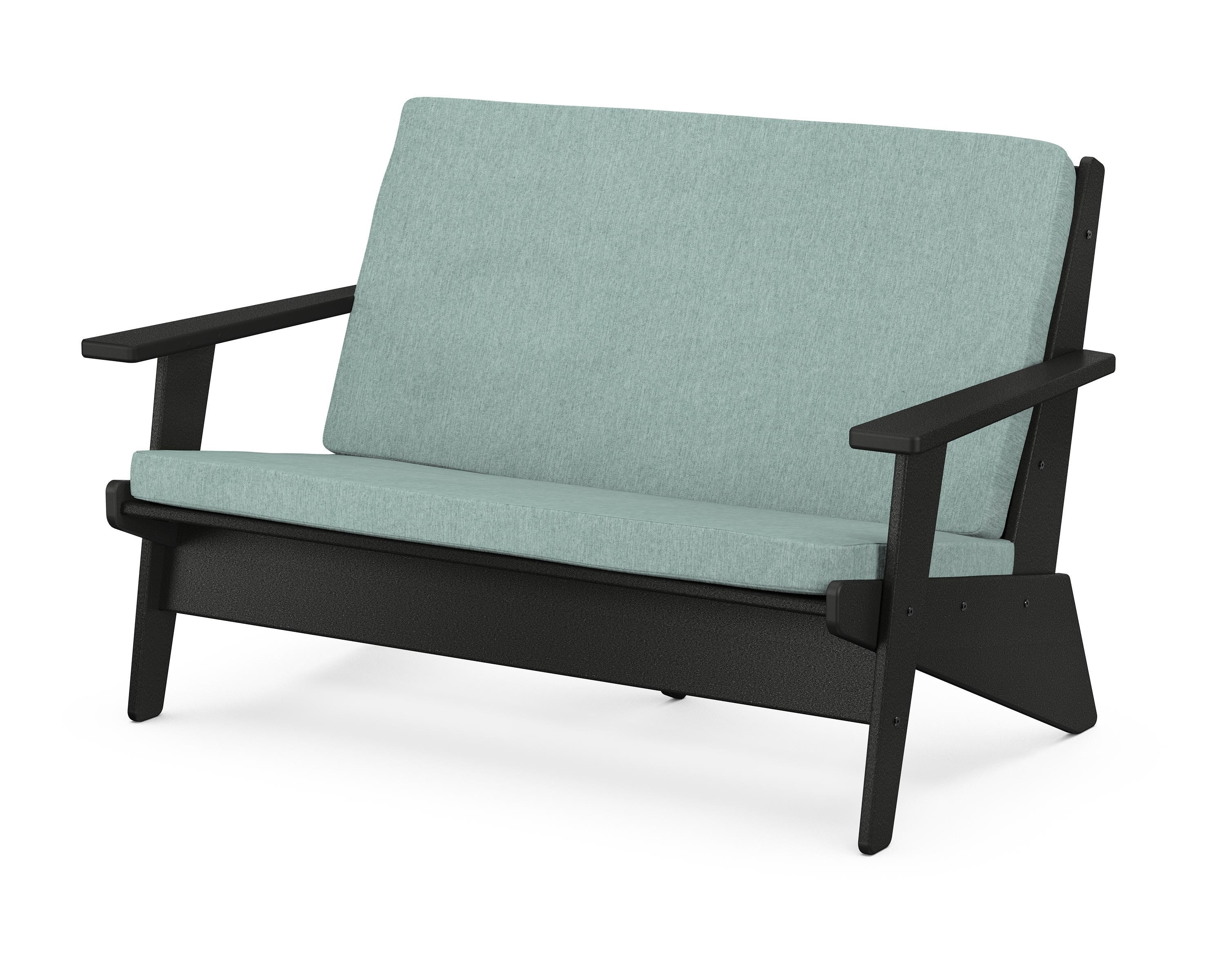 POLYWOOD® Riviera Modern Lounge Loveseat in Black / Glacier Spa