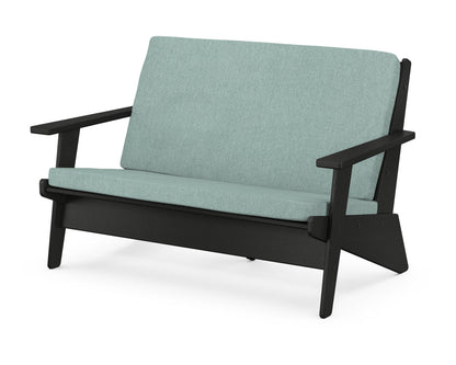 POLYWOOD® Riviera Modern Lounge Loveseat in Black / Glacier Spa