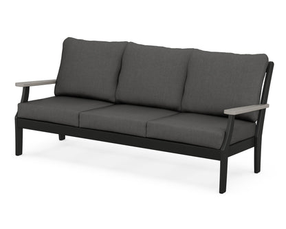 POLYWOOD® Braxton Deep Seating Sofa in Black / Driftwood / Spectrum Carbon