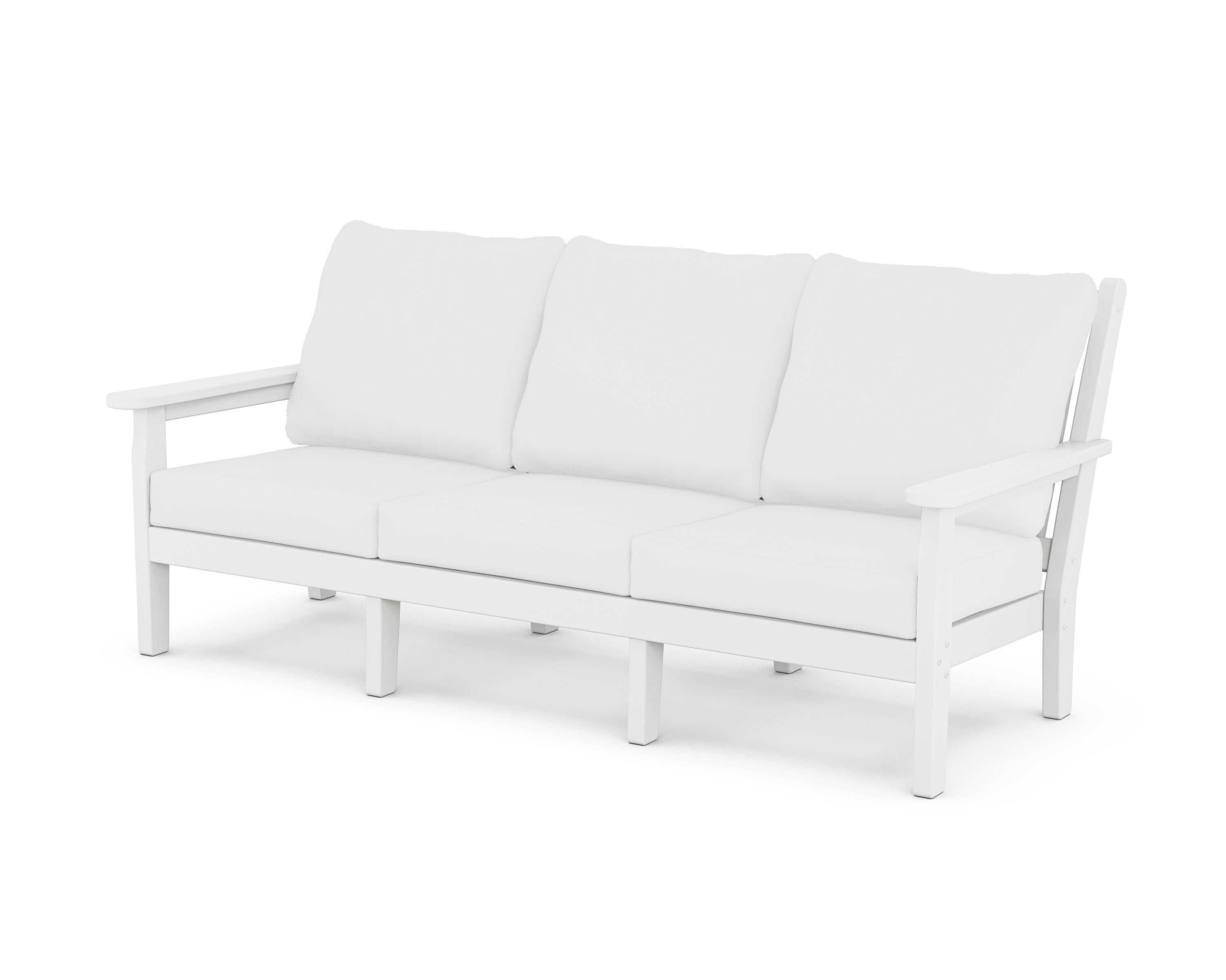 POLYWOOD® Chippendale Deep Seating Sofa in White / Natural