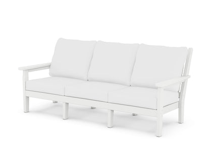 POLYWOOD® Chippendale Deep Seating Sofa in White / Natural
