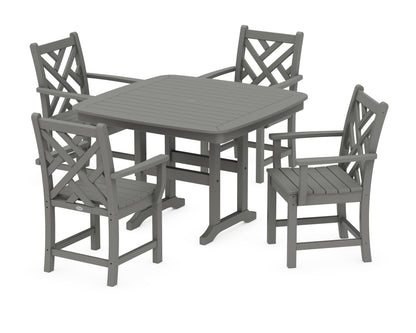 POLYWOOD® Chippendale 5-Piece Dining Set with Trestle Legs in Slate Grey