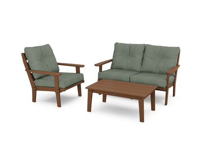 POLYWOOD® Lakeside 3-Piece Deep Seating Set in Teak / Cast Sage