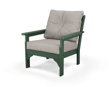 POLYWOOD® Vineyard Deep Seating Chair in Green / Weathered Tweed