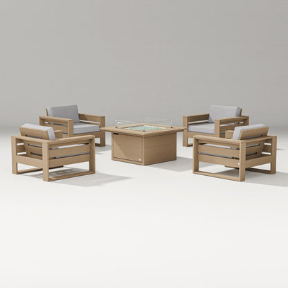 PW Designer Series Latitude 5-Piece Lounge Fire Table Set in Vintage Sahara / Granite
