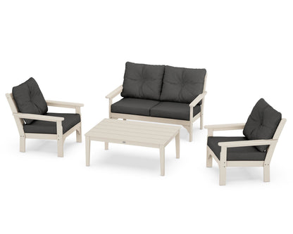 POLYWOOD® Vineyard 4-Piece Deep Seating Set in Sand / Spectrum Carbon