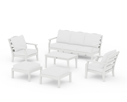 Draper James™ by  POLYWOOD® Savannah 6-Piece Lounge Sofa Set in White / Natural
