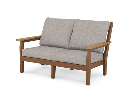 POLYWOOD® Chippendale Deep Seating Loveseat in Teak / Natural / Weathered Tweed