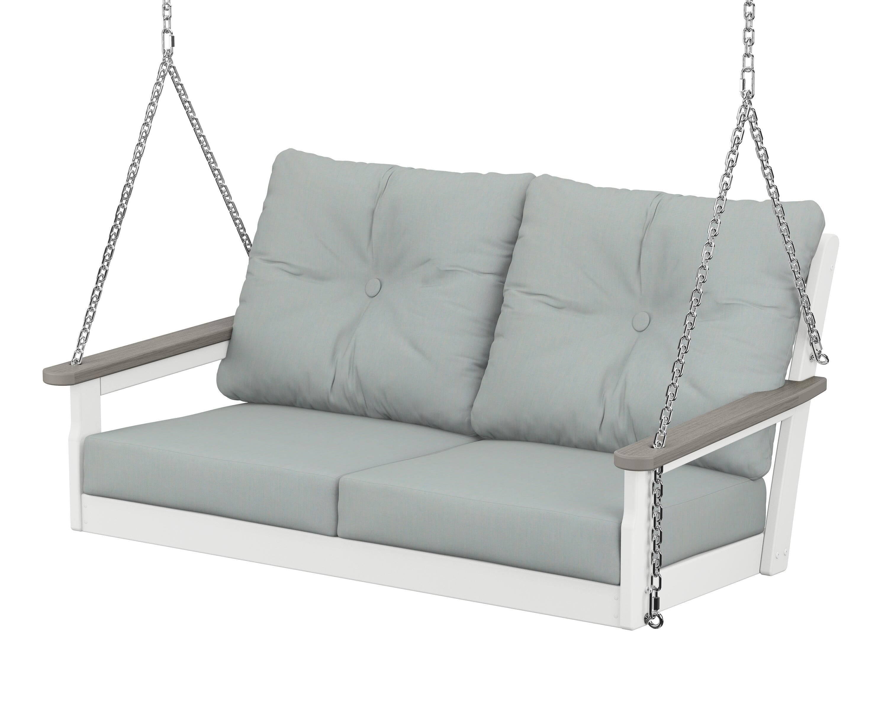 POLYWOOD® Vineyard Deep Seating Swing in White / Driftwood / Spa