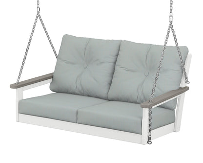 POLYWOOD® Vineyard Deep Seating Swing in White / Driftwood / Spa