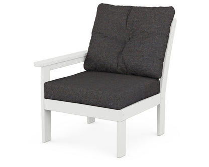 POLYWOOD® Vineyard Modular Left Arm Chair in White / Ash Charcoal