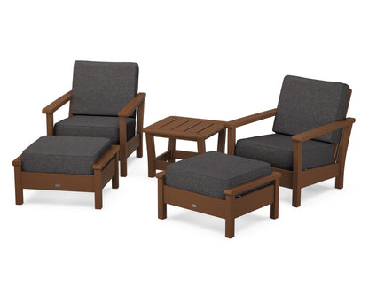 POLYWOOD® Harbour 5-Piece Deep Seating Chair Set in Teak / Ash Charcoal