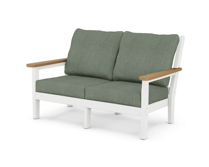 POLYWOOD® Chippendale Deep Seating Loveseat in White / Natural / Cast Sage