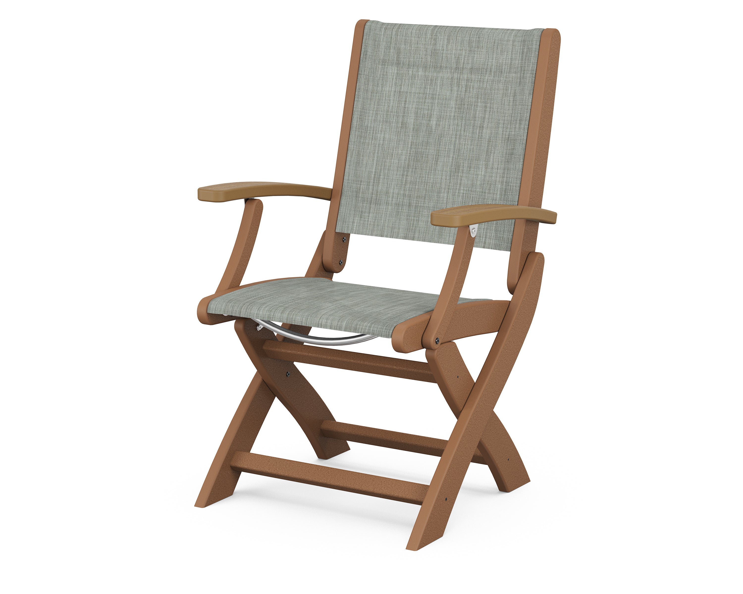 POLYWOOD® Coastal Folding Chair in Teak / Natural / Birch Sling