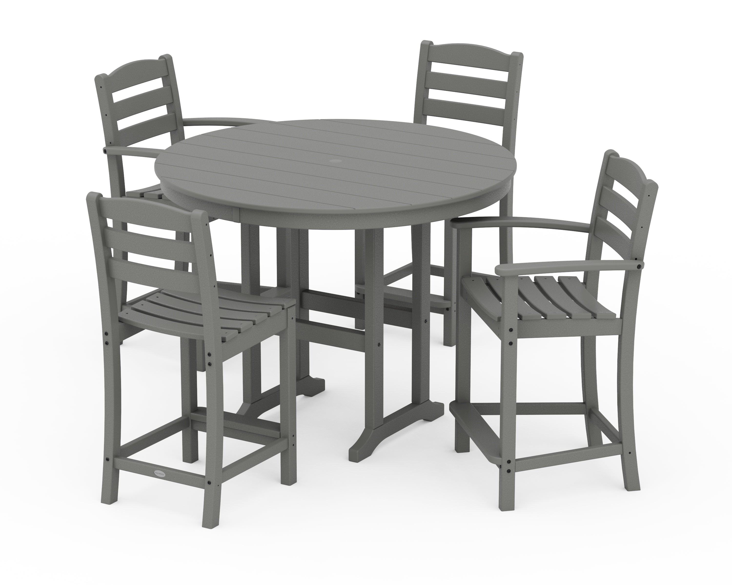 POLYWOOD® La Casa Café 5-Piece Round Farmhouse Counter Dining Set in Slate Grey