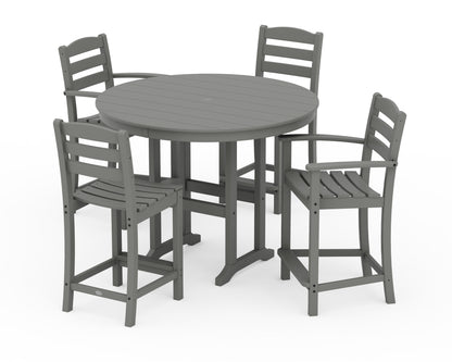 POLYWOOD® La Casa Café 5-Piece Round Farmhouse Counter Dining Set in Slate Grey