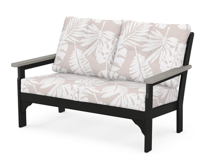 POLYWOOD® Vineyard Deep Seating Loveseat in Black / Driftwood / Leaf Dune Burlap