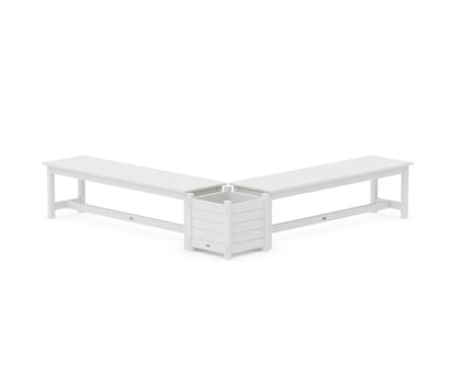 POLYWOOD® 60" Nautical L- Shaped Planter Bench Set in White
