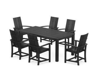 POLYWOOD® Modern Adirondack 7-Piece Parsons Dining Set in Black