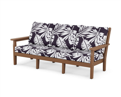 POLYWOOD® Chippendale Deep Seating Sofa in Teak / Leaf Navy